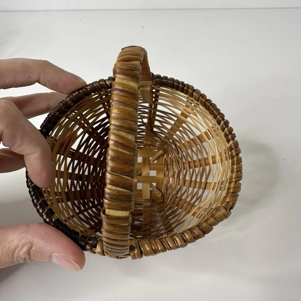 4 Miniature Handmade Woven Baskets Doll Accessory‎ Trinket Rustic Farmhouse 5